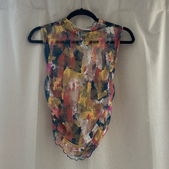 Free people lace sleeveless, high neck, multicolor top - Picture 2 of 2